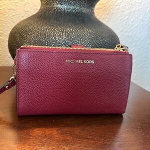 Red with Gold hardware Wristlet